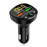 Bluetooth MP3 Dual Transmitter Charger FM USB Player Car 5.0 Freisprecheinrichtung Wireless Car Charger USB Rsf24 (Black, One Size)