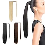 Mulaibdin Ponytail Extension Blond, Haarverlängerungen Zopf Extension mit Klammer, Perrücke Frauen Lang 60cm, Pferdeschwanz Haarteil Glatt, Braids Extensions, Haarteil Zopf mit Kordelzug