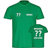 VIMAVERTRIEB® Herren T-Shirt Bremen - Trikot mit Deinem Namen und Nummer - Druck: weiß - Männer Shirt Fußball Fanartikel Fanshop - Größe: XL grü