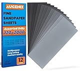 Aucenix 12 Stück Schleifpapier, 120 bis 2000 gemischte Körnungen, sortierte Schleifpapier-Set für Holz, fein und grob, nass und trocken, wasserdicht, Möbelveredelung,