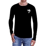 Herren Frühling und Herbst Coconut Print Rundhals Pullover Langarm T-Shirt Jogginghose Herren (Black, M)