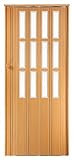 Falttür Schiebetür buche farben mit Schloß - Schlüssel und Fenster Höhe 203 cm Einbaubreite bis 115 cm Doppelwandprofil N