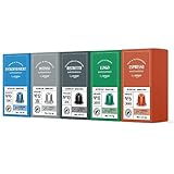 by Amazon Nespresso kompatibel Kaffeekapseln, gemischte Packung, Aluminium- Kapseln, Mittlere Röstung, 100 Stück (5 Packungen mit 20) - R
