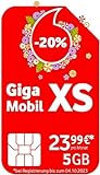 Vodafone Mobilfunkvertrag GigaMobil XS | Jetzt 5 GB Datenvolumen | Zusätzlich 24 x 20% Tarifrabatt | 5G-Netz | EU-Roaming | Telefon- SMS-Flat ins deutsche N