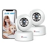 Ctronics 2.5K 4MP WLAN Überwachungskamera Innen 2,4/5GHz WiFi, 360°IP Indoor Kamera für Baby, Haustier, Personen-/Bewegungserkennung mit Auto-Tracking Farb-Nachtsicht 2-Wege-Audio (2 Pack)