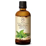 Zitronenmelissenöl 100ml - Mellissa Indicum - Indien Naturreines Ätherisches Zitronenmelisse Öl für Guten Schlaf - Rumduft - Aromatherapie - Entspannung - Aroma Diffuser - Duftlampe - Melissa O