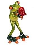 Dekofigur verliebter Frosch mit Herz grün H. 14cm B. 7cm Poly F