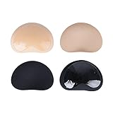 AONER 2 Paar BH Insert Pads (Schwarz + Hautfarbe) Silikon Breast Enhancer Push Up Bra Einlagen Brust Vergrößerung für Badeanzug und Bikini, -,