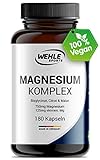 Magnesium Komplex 375mg elementares Magnesium je Tagesdosis. Magnesiumbisglycinat Magnesiumcitrat Magnesiummalat, hochdosiert, vegan (180 Kapseln)