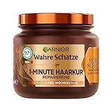 Garnier Wahre Schätze Reparierende 1-Minute Haarkur für brüchiges und strapaziertes Haar, Mit Akazienhonig und Bienenwachs für weniger Spliss und Haarbruch, 1 x 340