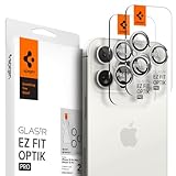Spigen Glas.tR EZ Fit Optik Pro Kameraschutz kompatibel mit iPhone 15 Pro, iPhone 15 Pro Max, iPhone 14 Pro, iPhone 14 Pro Max, 2 Stück, Titan Weiß, Individuelle Kameraprotektion,