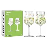 RITZENHOFF 6211001 Aperitif-Glas 2er-Set 500 ml - Serie Sommertau - floraler Stil, mehrfarbig - Made in Germany