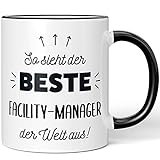 JUNIWORDS Tasse, So sieht der beste Facility-Manager der Welt aus!, Schwarz (5850723)