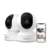 Reolink WLAN Kamera Indoor Schwenkbar mit 3MP HD, 2,4GHz WiFi Überwachungskamera Innen Baby Monitor mit Person-/Haustiererkennung, Pan&Tilt, 2-Wege-Audio, Nachtsicht und Bewegungserkennung, E1-2Pack