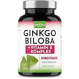 Vegan Ginkgo Biloba Extrakt hochdosiert - mit Vitamin B12 trägt zur Verringerung von Müdigkeit und Ermüdung bei - 365 kleine Tabletten,