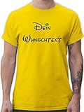 T-Shirt Herren - Aufdruck selbst gestalten - Wunschtext - XL - Gelb - anpassen Schrift Text Bedrucken personalisiertem eigenem Geschenke seinem Tshirt drucken Lassen personalisierbar p