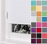 Home-Vision® Premium Plissee Faltrollo ohne Bohren mit Klemmträger / -fix (Weiß, B60cm x H200cm) Blickdicht Sonnenschutz Jalousie für Fenster & Tü
