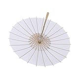 Weißer Papierschirm, Weißer Papierschirm, Orientalischer Regenschirm mit Bambusrippen für Hochzeitsfeier, Dekoration, Brautfoto-Zubehör (Radius 42cm)