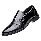 koperras Run Schuhe Herren Schwarz Lederschuhe Low Heeled Pointed Toe Slip On Business Simple Solid Color Outdoor Schuhe Herren Wasserdicht 44 (Black, 43)