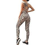 Damen Leopardenmuster Sport Fitness Laufen Yoga Hose Hohlhose M191, Schwarz , S
