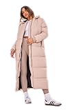 Charcoal Fashion Maxi-Daunenjacke für Damen, volle Länge, beige, 34