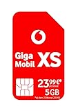 Vodafone Mobilfunkvertrag GigaMobil XS | Jetzt 5 GB Datenvolumen | Zusätzlich 24 x 20% Tarifrabatt | 5G-Netz | Telefon- SMS-Flat | EU-Roaming