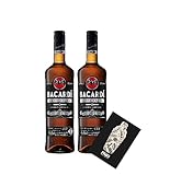 Bacardi 2er Set Carta Negra Rum 2x 0,7L (37,5% Vol) Superior Black Rum - [Enthält Sulfite]