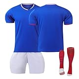 2024 Frankreich Neue Fußball Trikot, Hause/Auswärts Fußball Trikot für Kinder/Erwachsener, Fussball Trikot Shorts und Socken Anzug Jungen H