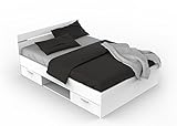 MICHIGAN Bett mit 2 Schubladen, Holz, weiß, 140 x 200
