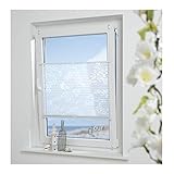 ourdeco® Plissee Ausbrenner / 80 x 130 cm (Breite x Höhe) / Farbe: weiß; lichtdurchlässig, Motiv Ranke Blatt/Klemmen, Montage ohne zu Bohren, Klemmfix-Plissee, Easy-to-fix