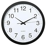 Hama Wanduhr XXL (Große Uhr ohne tickgeräusche, 40cm großes Ziffernblatt, geräuscharme und analoge Wohnzimmeruhr) schw