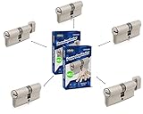 GERCAR Pro Schließzylinder MIX 5er gleichschließend nach Wunsch kombinierbar aus 5 Profilzylinder oder Knaufzylinder 60/70 / 80/90 mm inkl. 25 Schlüssel - One Key System frei konfig