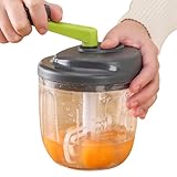 Handhacker für - Handkurbel Gemüseschneider, Zwiebelspinner mit integriertem Behälter | Effizientes Küchenwerkzeug zum Hacken von Knoblauch, Nüssen, Karotten, mehr für Hauskost, Premium -Q