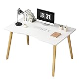 EsEntL Moderner Computertisch aus Holz, Arbeitstisch mit Beinen aus Massivholz, Schreibtisch für Heimbüro, Arbeitszimmer, Gaming (120 x 60 x 73 cm, weiß)
