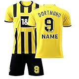Mineliste Personalisiertes Dortmund BVB Football Trikot Kinder Erwachsene Fussball Trikots & Shorts mit GRATIS Name Nummer Fußball Trik
