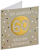 Perleberg hochwertige Geburtstagskarte mit 60 und Gold Details - edle Karte zum 60. Geburtstag mit Umschlag - schöne Geburtstagskarten 15 x 15 cm - Karte Geburtstag für eine gelungene Überraschung
