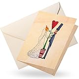 Cozywood Hochzeit Holzkarte, Hochzeitsgeschenk, hochwertige Hochzeitskarte aus Holz, Glückwunschkarte, Einladungskarte, Glückwunschkarte Hochzeit edel hochwertig, Brautpaar & Baumlieb