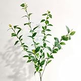 TVIVID Künstliche grüne Pflanze, 90 cm, künstliche immergrüne Rose, Osmanthusblätter, langer Zweig, Blumenarrangement, Zubehör, Hochzeit, Heimdek