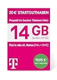 Telekom MagentaMobil Prepaid XL Special SIM-Karte ohne Vertragsbindung, 5G inkl. I 14 GB & Allnet Flat in alle dt. Netze + EU-Roaming I Surfen mit 5G/ LTE Max & Hotspot Flat I 20 EUR Startguthab
