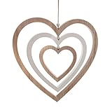 Deko Mobile aus Holz - Motiv: Herz / 36 cm - Dekofigur Herzen zum aufhängen Holzherz Hängedeko Deko Skulptur Dekoherz 3er Sp
