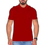 Herren-Poloshirt für den Sommer, atmungsaktiv, kurzärmelig, Revers, feuchtigkeitsableitend, Golf-Poloshirt, athletischer Kragen, Rot/Ausflug, einfarbig (Getaway Solids), XL