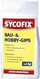 SYCOFIX Bau- und Hobby-Gips zum Einsetzen von Dübeln, Füllen von Löchern, Basteln und Modellieren, 1,5kg