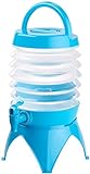 PEARL Wasserkanister: Faltbares Fässchen, Auslaufhahn, Ständer, 3,5 Liter, blau/transparent (Faltbarer Getränkespender, Wasserspender Faltbar, Kochgeschirr)