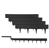 BigDean 3,2 m Rasenkante mit 4 Elemente á 80 cm - Biegbarer Kunststoff in Rattan-Design - Beeteinfassung, Beetumrandung, Palisaden - 9,5