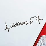 Hellweg Druckerei Auto Aufkleber Wolfsburg Herz Puls Stadt City Liebe Love ca. 19 x 5