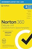 Norton 360 Deluxe mit extragroßer Backup-Kapazität – Amazon Exklusiv* 25GB zusätzlicher Cloud-Backup Speicher. Antivirus Software für 3 Geräte und einem Jahr L