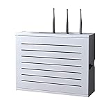 An der Wand montiertes weißes Aufbewahrungsregal für WLAN-Router zur Abschirmung von Kabeln, zur Endbearbeitung von Kabeln und zur Ausrichtung von WLAN-Routern und Steckdosen, schwebendes Reg