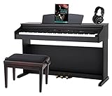 Classic Cantabile DP-50 RH E-Piano SET (Digitalpiano mit Hammermechanik, 88 Tasten, 2 Anschlüsse für Kopfhörer, USB, LED, 3 Pedale, Piano für Anfänger, Pianobank, Kopfhörer, Klavierschule) R