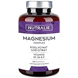Magnesium Komplex Kapseln - Hochdosiert Magnesium Bisglycinat Glycinat Citrate mit Vitamin C, B5 und B6-120 Magnesium Tabletten (Kapseln)