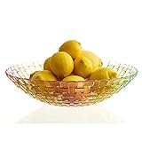 TISTIK Fruit Bowl Obstschale aus Glas, kreatives Webdesign, Obstschale, Moderne, dekorative, große, runde Obstschale für Gemüse, Brot, Süßigkeiten und Nüsse Früchtekorb